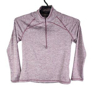 Womens Heather Purple Ascend Active Shirt Long Sleeve 1/2 Zip Mock Neck Size S